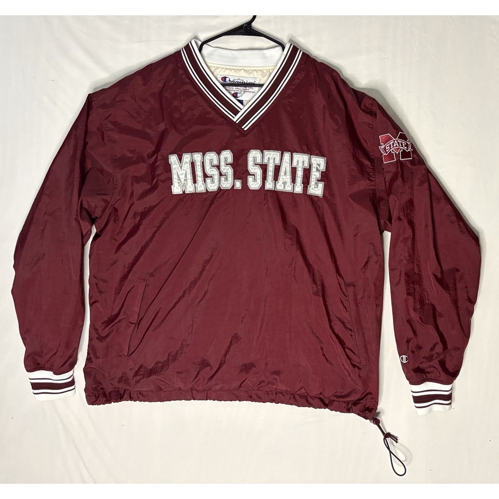 Vintage Champion Mississippi State Bulldogs Pullover Jacket Men's XL Maroon
